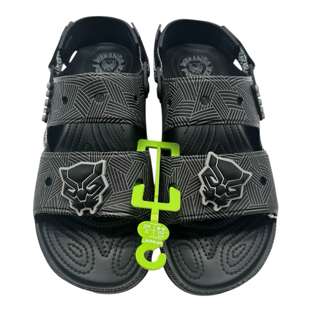Crocs Classic All-Terrain Black Panther Sandals Mens Sz 13 Marvel Wakanda Slides
